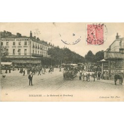 31 TOULOUSE. Tramway à chevaux et Restaurant Albrighi Boulevard de Strasbourg 1908