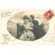 COUPLES. Amoureux avec femme lisant un livre de " La Fontaine " 1911 avec Cupidon