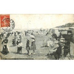 carte postale ancienne 14 TROUVILLE. Plage et Jetée Promenade. Retour à l'envoyeur 1910. Aqua Photo