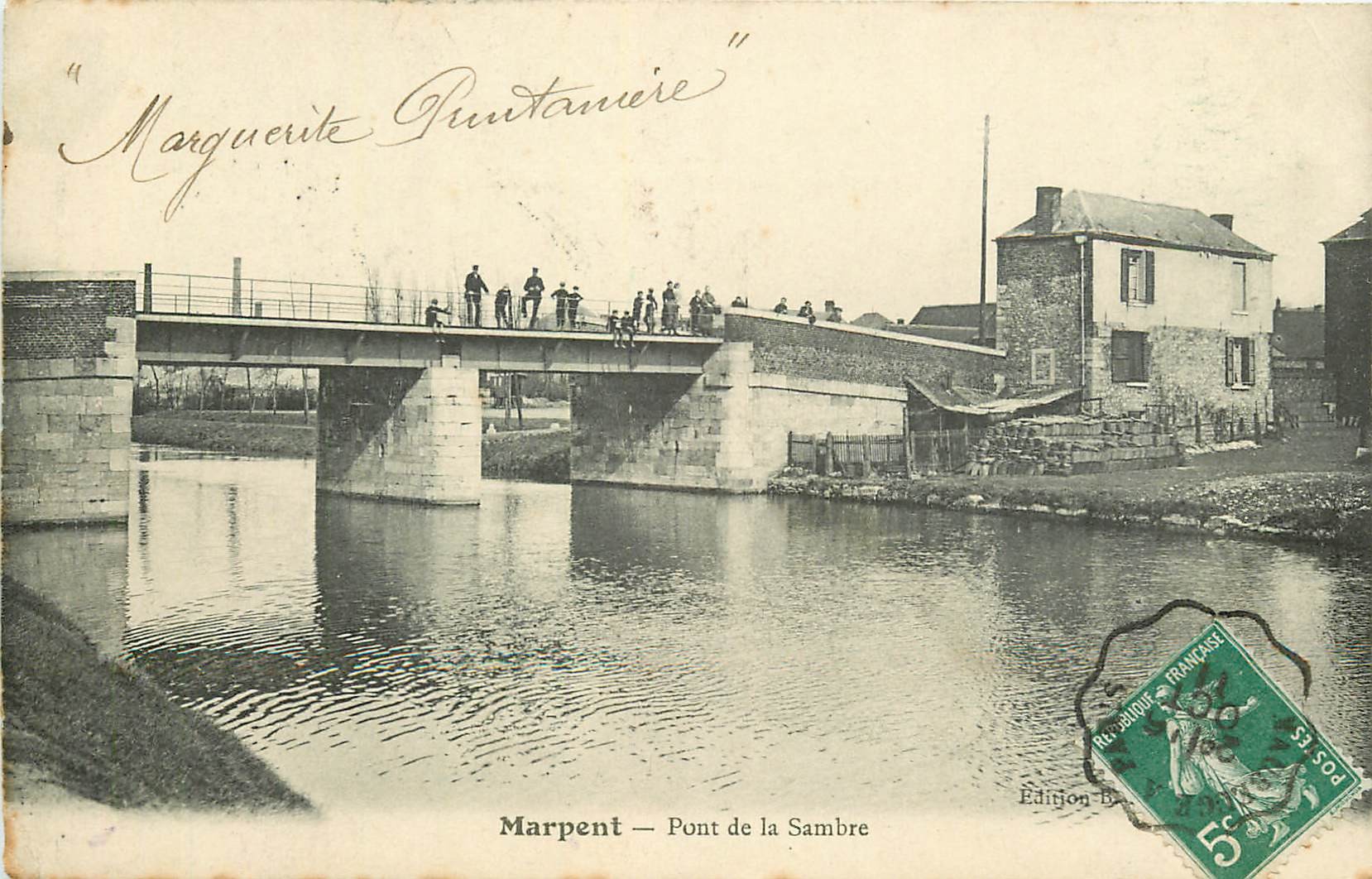 59 MARPENT. Pont sur la Meuse animation 1911