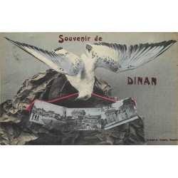 22 DINAN. Souvenir avec Mouette et triple vues 1919