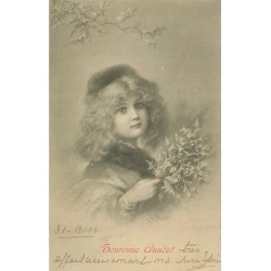 llustratreur M.M VIENNE. Superbe et rare visage d'Enfant avec du hou style romantique 1904