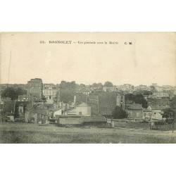 93 BAGNOLET. Vue sur la Mairie depuis les Buttes et la rue Jules Vercruysse 1924