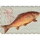 CARTE A SYSTEMES. Poisson en ajout et véritable ruban sur carte papier dentelle