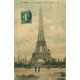 75 PARIS. Titis parisiens au pied de la Tour Eiffel et le Trocadéro carte toilée 1909