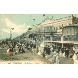carte postale ancienne 14 TROUVILLE. Le Casino et les Planches animés