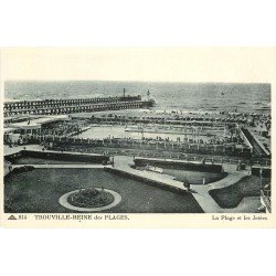 carte postale ancienne 14 TROUVILLE. Plage et Jetées. CAP 814