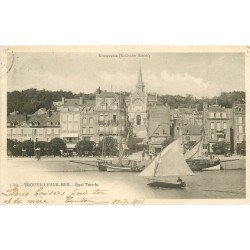 carte postale ancienne 14 TROUVILLE. Voiliers et Bateaux de Pêche Quai Tostain 1901