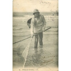 METIERS DE LA MER. Pêcheur de Crevettes avec sa pipe 1908