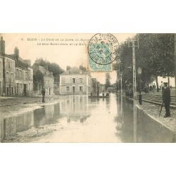 41 BLOIS. Crue de la Loire 1907 Quai Saint-Jean et Mail avec Passeurs en barque