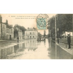 41 BLOIS. Crue de la Loire 1907 Quai Saint-Jean et Mail avec Passeurs en barque