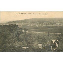 carte postale ancienne 14 TROUVILLE. Panorama et Vache vus du Mont Canisy 1916