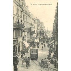 41 BLOIS. Voiture ancienne, Fiacre et Tramway électrique rue Denis-Papin