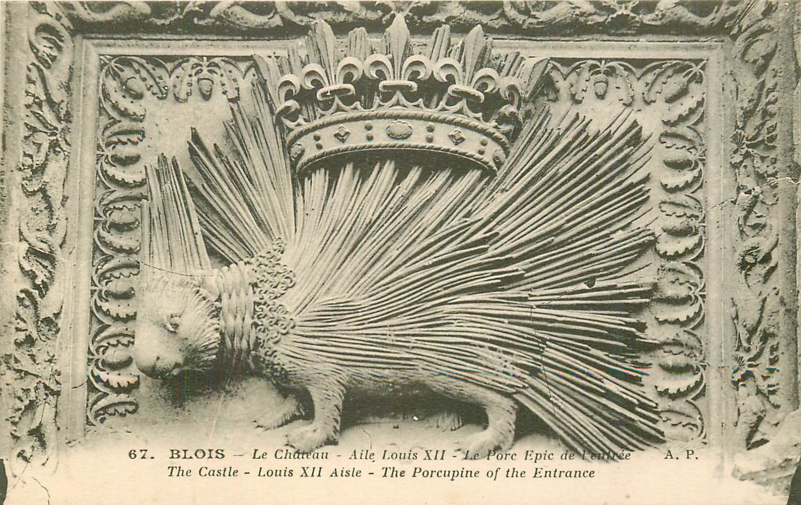 carte postale ancienne 41 BLOIS. Château. Porc-Epic Emblême 1907