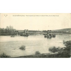 18 LE GUETIN. 2 x Cpa du Pont suspendu sur Allier et Bec d'Allier avec Pont Canal