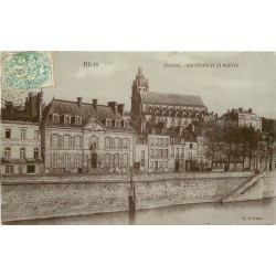 41 BLOIS. Evêché, Cathédrale et Mairie 1905 carte style émaillographie