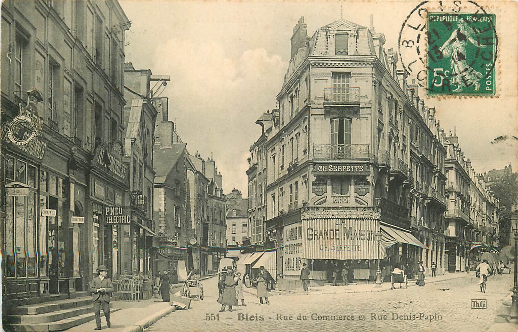 41 BLOIS. Grande maison Serpette rues du Commerce et Papin 1914