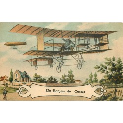 03 CUSSET. Un Bonjour sur Aéroplane et dirigeable