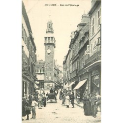 2 x Cpa 03 MOULINS. Rue de l'Horloge animée et Cariatide Hôtel de la Ferronnais rue de Paris 1910