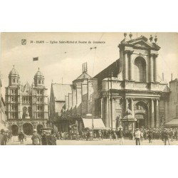 2 x Cpa 21 DIJON. Eglise Saint-Michel, Bourse du Commerce et Statue François Rude 1920