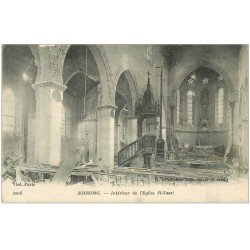 carte postale ancienne 02 SOISSONS. Eglise Saint-Waast 1917 intérieur