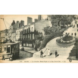 41 BLOIS. Escaliers Denis-Papin et rue Porte-Côté 1918 tramway électrique