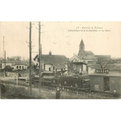 45 BRIARRES-SUR-ESSONNES. Locomotive train au passage à niveau à la Halte 1907