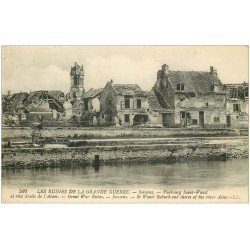 carte postale ancienne 02 SOISSONS. Faubourg Saint-Vaast et l'Aisne