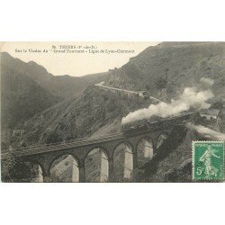 2 x cpa 63 THIERS. Train sur Viaduc Grand Tournant et le Moutier 1905