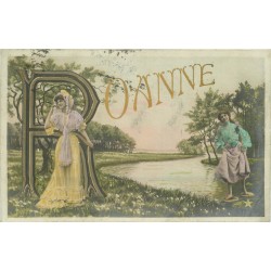 42 ROANNE. Carte à lettre " R " 1906