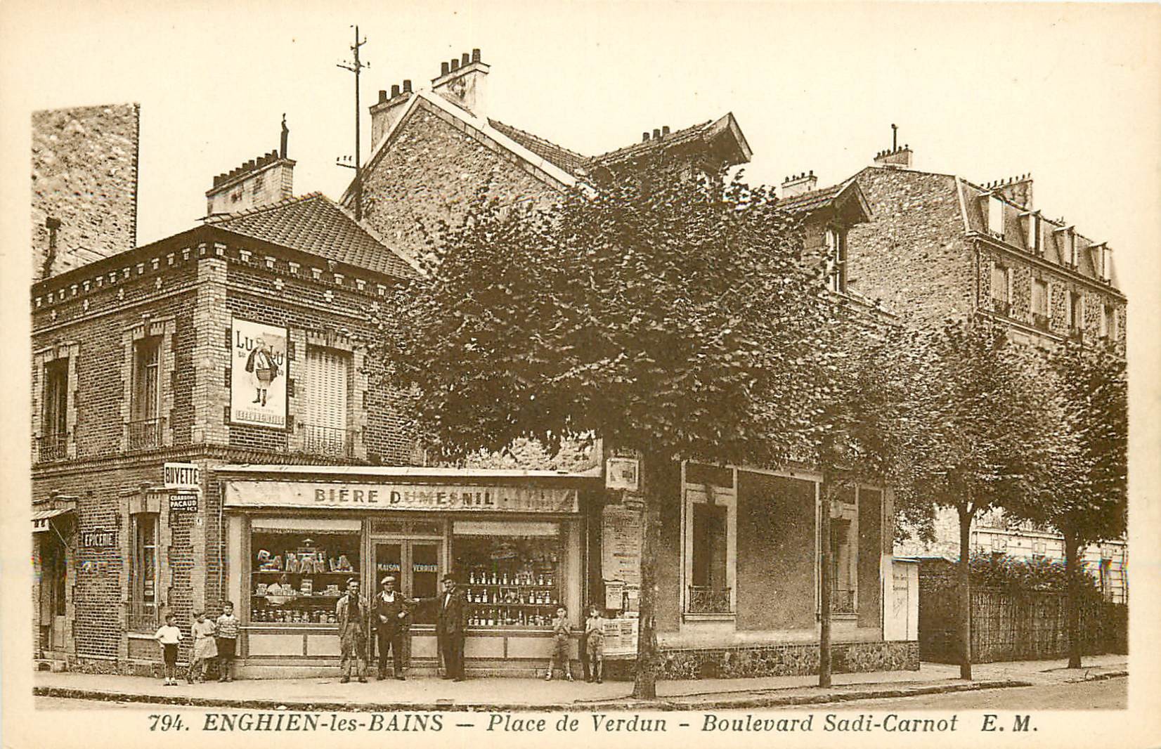 95 ENGHIEN-LES-BAINS. Commerce Verrier " Bière Dumesnil " Place de Verdun et Bd Sadi-Carnot