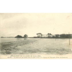41 BLOIS. Crue de la Loire 1907 le Déversoir et Poteaux du Télégraphe Route de Chambord