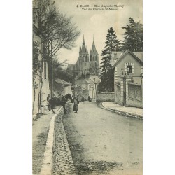 41 BLOIS. Attelage rue Augustin-Thierry vue des Clochers Saint-Nicolas 1921