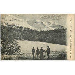 carte postale ancienne 15 AUVERGNE. Skieurs de fond dans nos Montagnes en Hiver