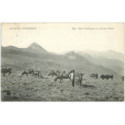 carte postale ancienne 15 Col de CABRE. Une Vacherie 1932