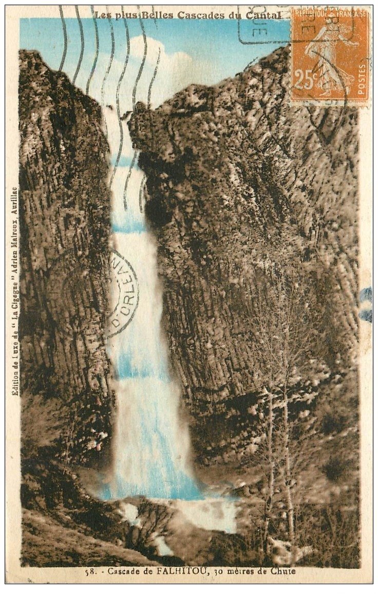 carte postale ancienne 15 FALHITOUX ou FAILLITOU. La Cascade vers 1923...