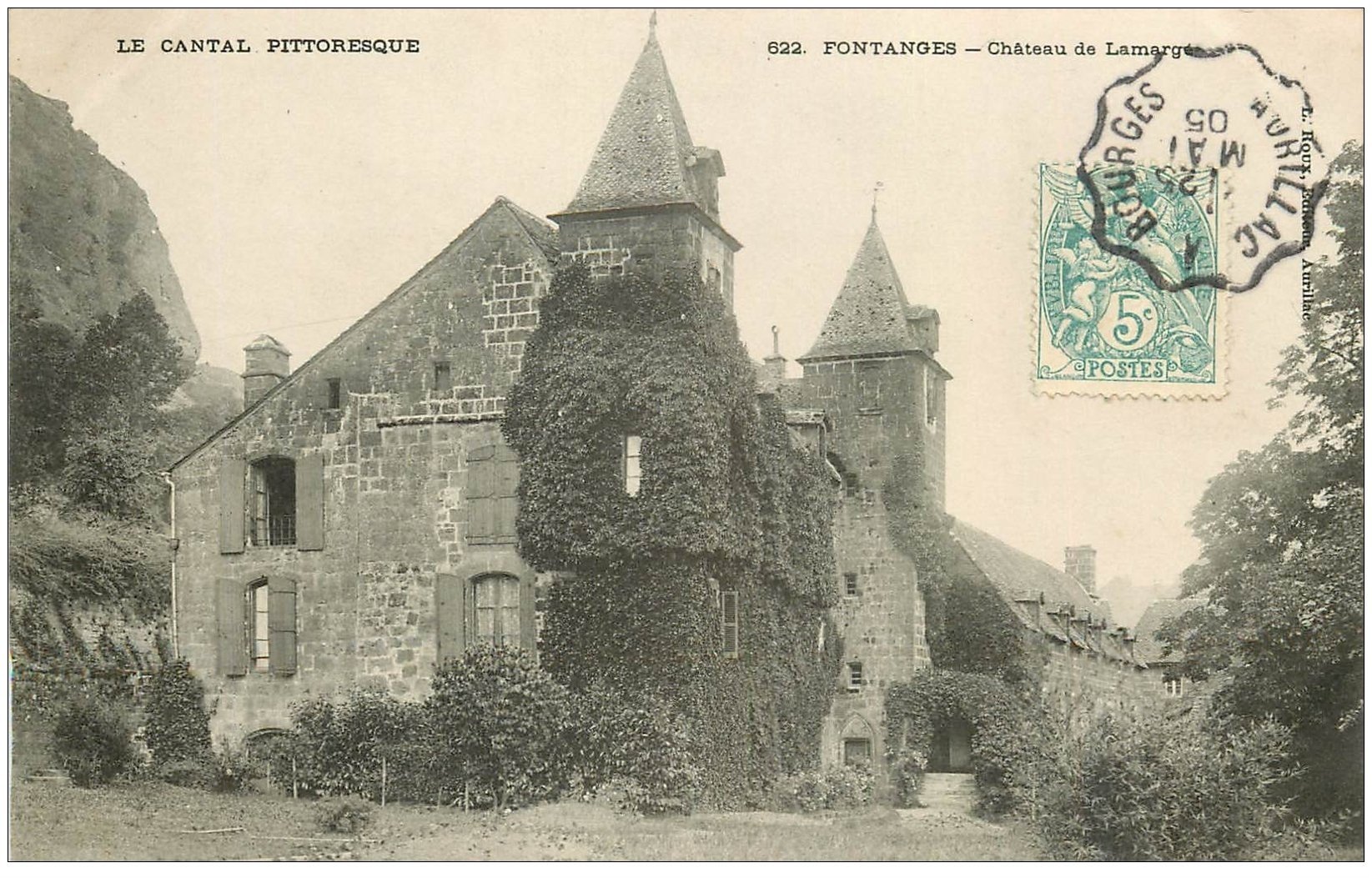 carte postale ancienne 15 FONTANGES. Château de Lamargé 1905