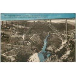 carte postale ancienne 15 GARABIT. Le Viaduc sur Vallée de la Truyère. Bleuté