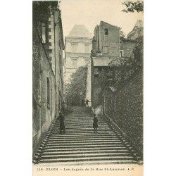 2 x cpa 41 BLOIS. Degrés rue Saint-Laumer et Eglise rue du Sermon 1927