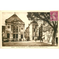 41 BLOIS. Le Théâtre et la rue Saint-Lubin Place Louis XII avec le Bar du Marché 1938