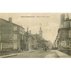 51 SAINTE-MENEHOULD. Hôpital et passage à niveau rue Florion avec Café Tabac Quai Valmy 1915