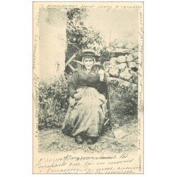 carte postale ancienne 15 Le Cantal illustré. Fileuse 1903