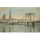 3 Cpa 76 ROUEN. Multi-vues, Pont Suspendu et Caserne Hatry 1908-1905-1907