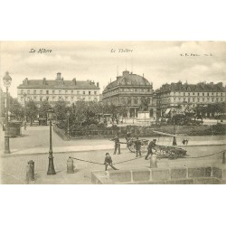 2 Cpa 76 LE HAVRE. Théâtre et Hôtel de Ville vendeurs ambulants