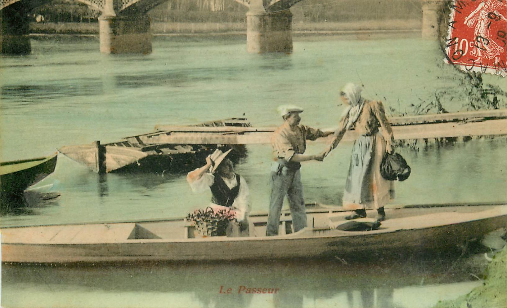 METIERS DE LA MER. Le Passeur en barge 1909