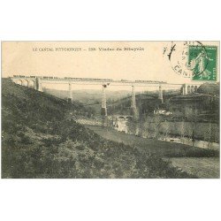 carte postale ancienne 15 RIBEYRES. Train sur le Viaduc 1913