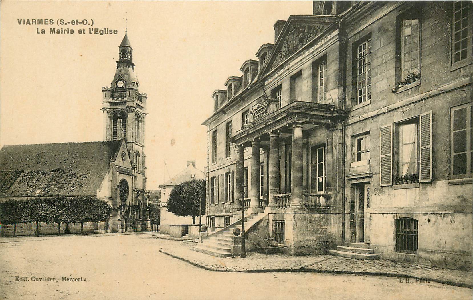 95 VIARMS. Mairie et Eglise 1927