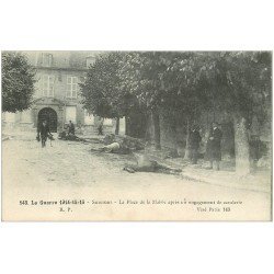 carte postale ancienne 02 SOISSONS. Place de la Mairie avec Chevaux morts