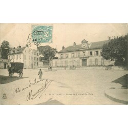 2 x Cpa 95 PONTOISE. Place Hôtel de Ville 1903 et Pont métallique 1914