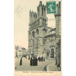 78 MANTES. Eglise Notre-Dame et vieux Théâtre 1910